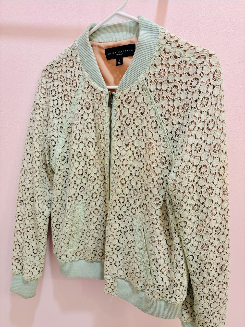 Victoria Beckham Mint Lace Bomber Jacket